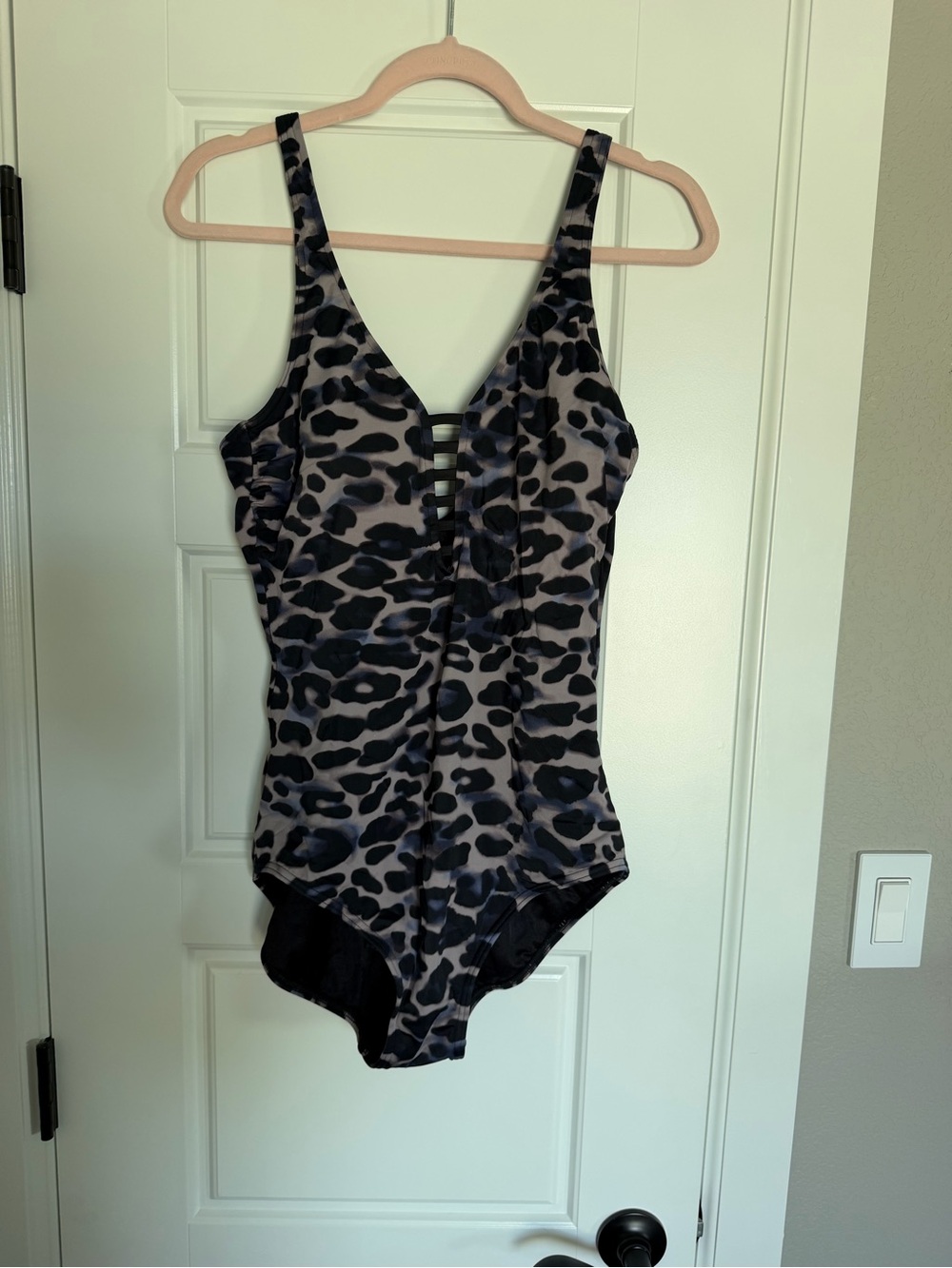 Women’s' Black and Gray Leopard Print One-Piece Swimsuit
